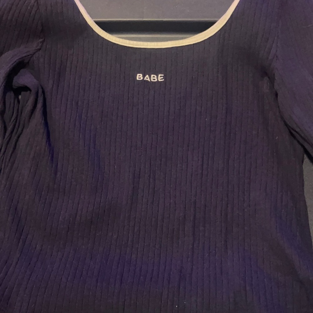 Navy blue, long sleeve bodysuit. Worn once, looks brand new